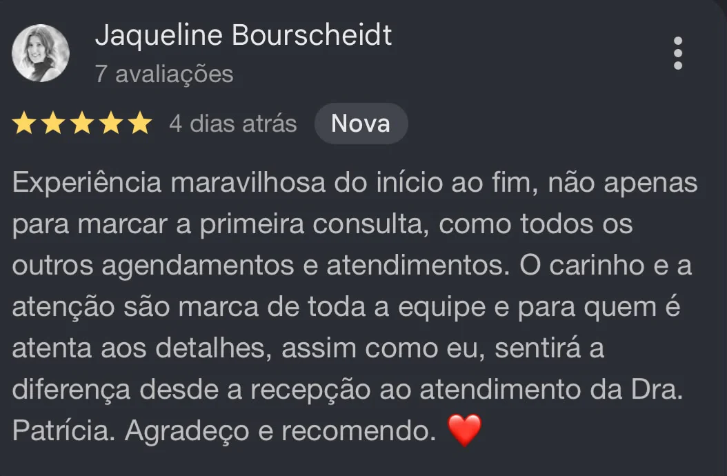 Avaliação de Jaqueline Bourscheidt, cinco estrelas